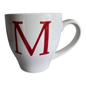 Home Essentials and Beyond Monogram Initial M Red White Mug Coffee Tea Soup Cup